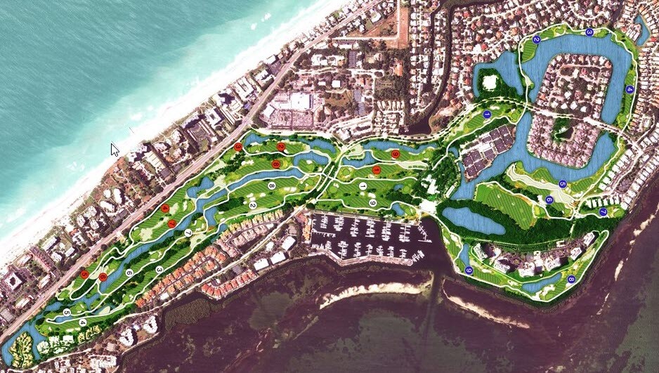 Harbourside Course 3 course Blue Heron, White Egret and Red Hawk hole layout