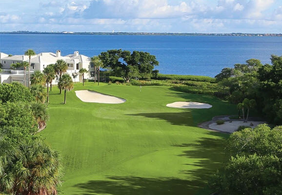 Harbourside Course Blue Heron Fairway Aerial at Hole 7 overlooking Sarasota Bay