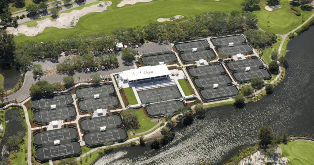 The Resort at The Longboat Key Club aerial view of the Tennis Gardens 20 Har-Tru courts